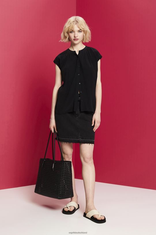 Frauen Esprit Schwarz Kurzarmbluse Blusen 0BN00220