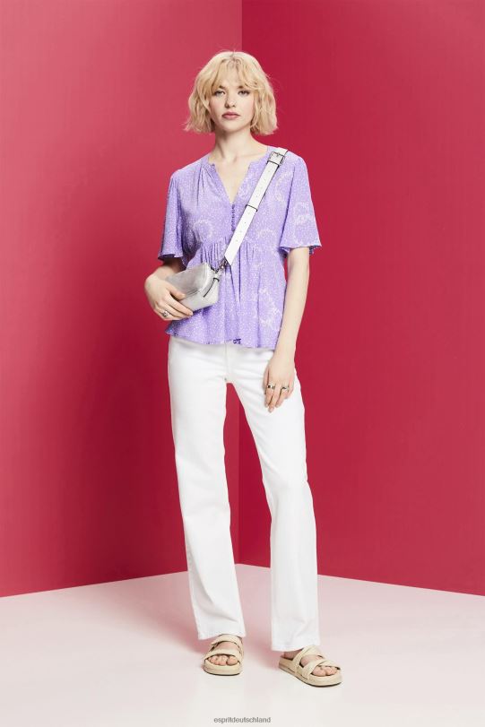 Frauen Esprit Weiß Kurzarmbluse mit Bindegürtel Blusen 0BN00221