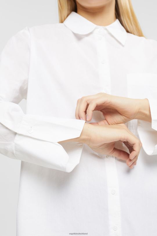 Frauen Esprit Weiß übergroße weiße Baumwollbluse Blusen 0BN00406