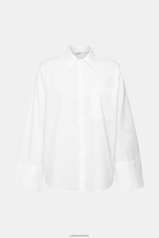 Frauen Esprit Weiß übergroße weiße Baumwollbluse Blusen 0BN00406