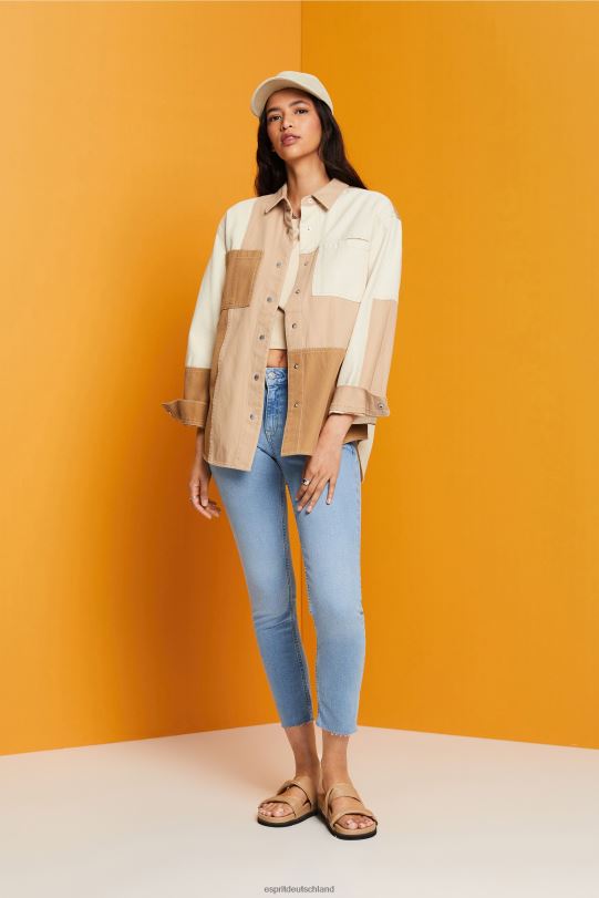 Frauen Esprit blaue helle Waschung Slim-Fit-Crop-Jeans Denim 0BN00115