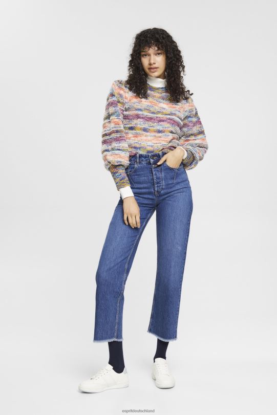 Frauen Esprit blaue mittlere Waschung Hoch sitzende Dad-Fit-Jeans in Distressed-Optik Denim 0BN00254