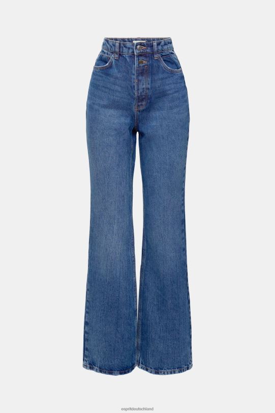 Frauen Esprit blaue mittlere Waschung Retro-Flare-Jeans mit hohem Bund Denim 0BN00327