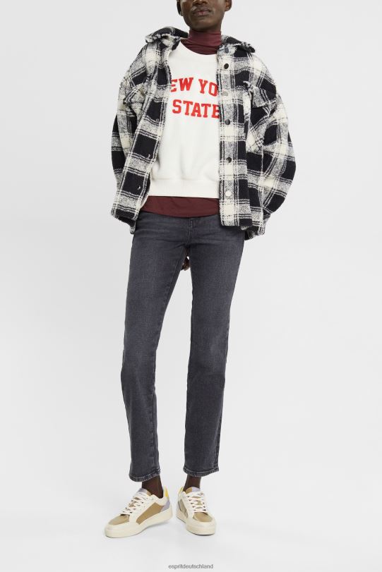 Frauen Esprit graue dunkle Waschung Stretch-Jeans mit hohem Bund und geradem Bein Denim 0BN00328