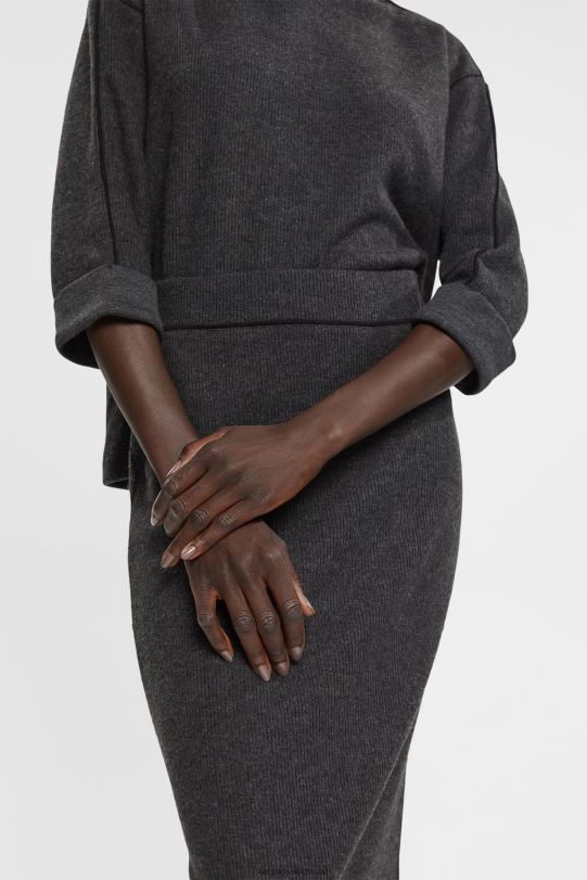 Frauen Esprit Anthrazit Bleistiftrock aus Rippstrick die Röcke 0BN00431