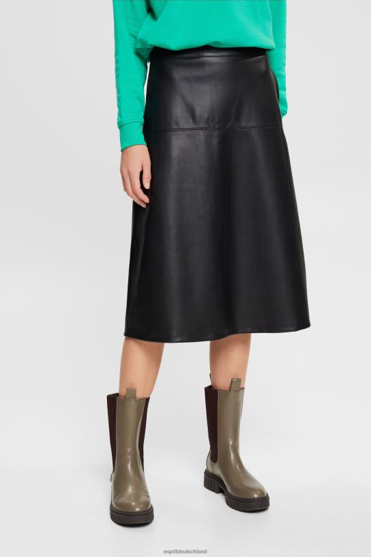 Frauen Esprit Schwarz Kurviger Midirock aus Kunstleder die Röcke 0BN00405