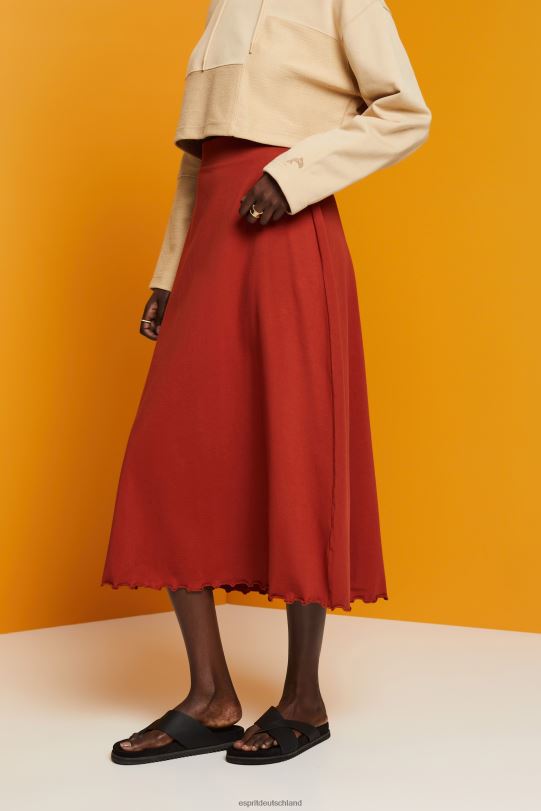 Frauen Esprit Terrakotta Jersey-Midirock, nachhaltige Baumwolle die Röcke 0BN0044