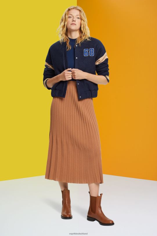 Frauen Esprit braun plissierter Midirock die Röcke 0BN00482