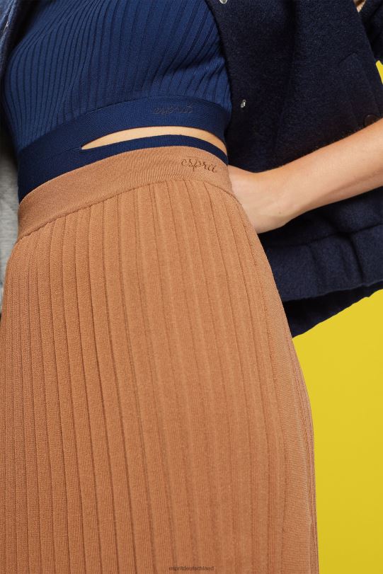 Frauen Esprit braun plissierter Midirock die Röcke 0BN00482
