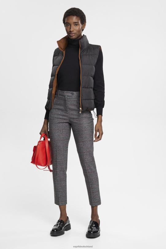 Frauen Esprit Anthrazit Karierte Hose mit hohem Bund Hosen 0BN00249