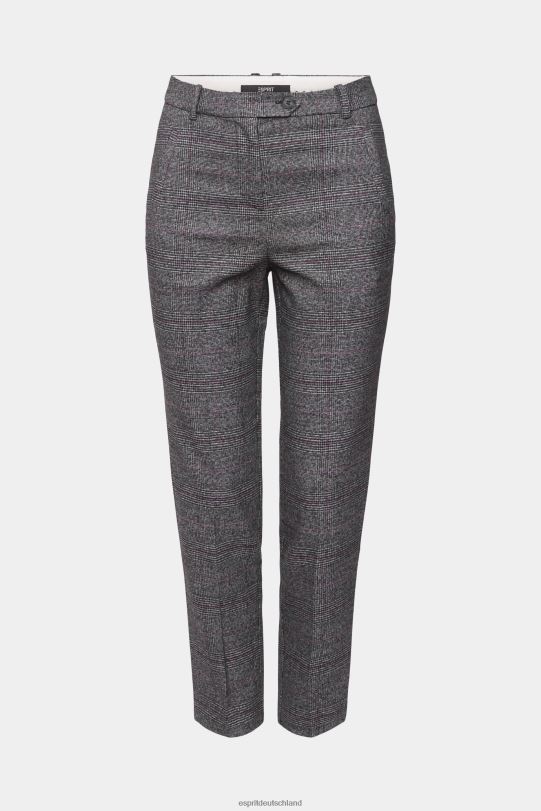 Frauen Esprit Anthrazit Karierte Hose mit hohem Bund Hosen 0BN00249