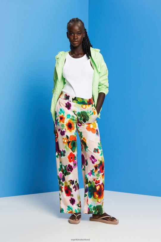 Frauen Esprit Weiß Hose mit weitem Bein und Blumendruck Hosen 0BN00131