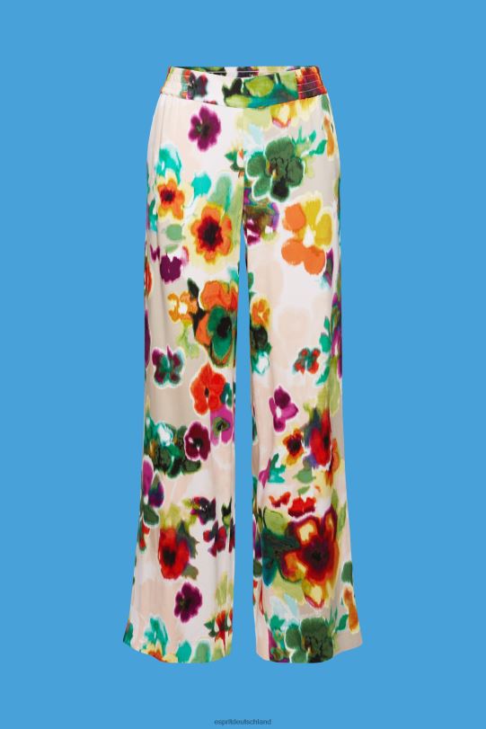 Frauen Esprit Weiß Hose mit weitem Bein und Blumendruck Hosen 0BN00131