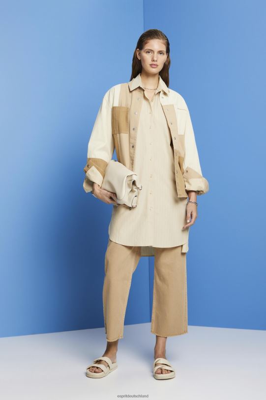 Frauen Esprit Beige Hemdblusenkleid mit Nadelstreifen, 100 % Baumwolle Kleider 0BN00278