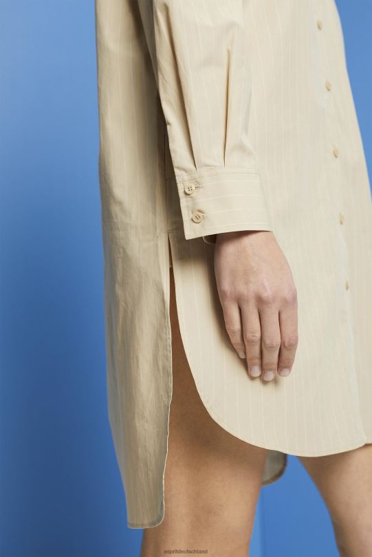 Frauen Esprit Beige Hemdblusenkleid mit Nadelstreifen, 100 % Baumwolle Kleider 0BN00278