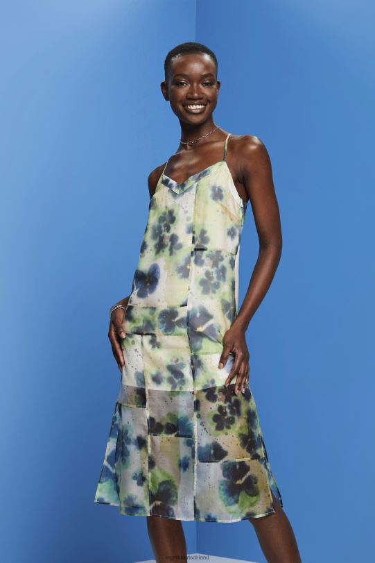 Frauen Esprit Gelb gemustertes Organza-Midikleid Kleider 0BN00197