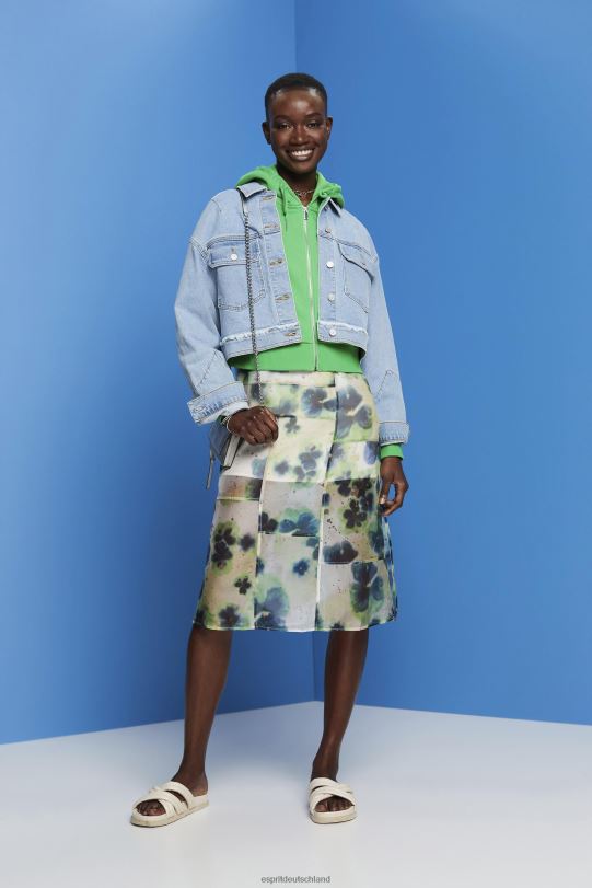 Frauen Esprit Gelb gemustertes Organza-Midikleid Kleider 0BN00197