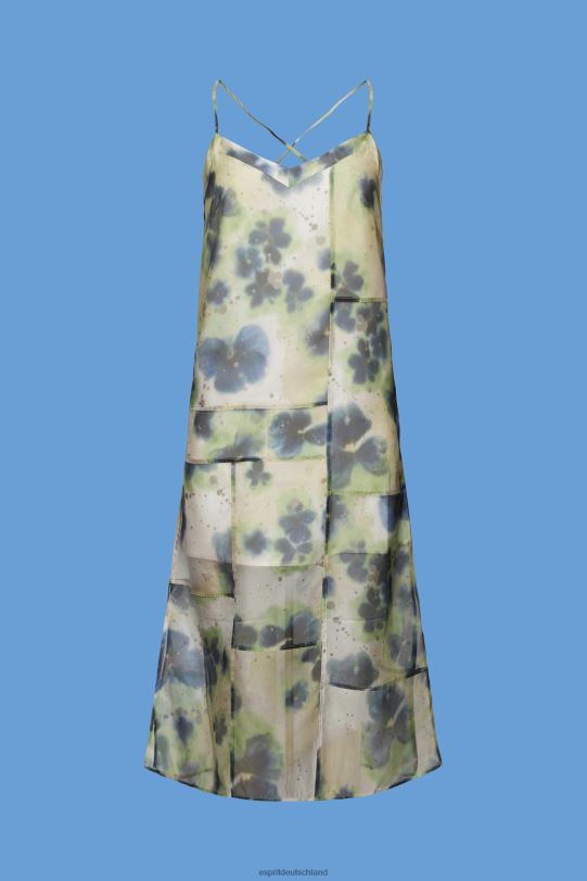 Frauen Esprit Gelb gemustertes Organza-Midikleid Kleider 0BN00197