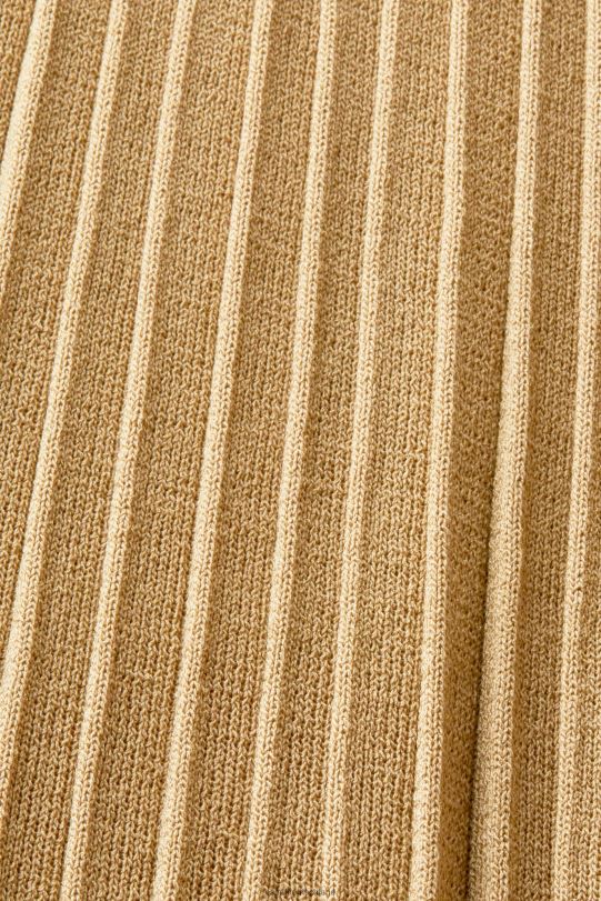 Frauen Esprit Khaki-Beige Plissee-Midikleid mit Stehkragen und kurzen Ärmeln Kleider 0BN00119