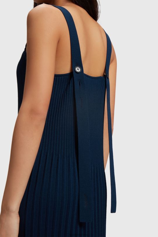 Frauen Esprit Marine Kleid mit plissierten Trägern Kleider 0BN00388