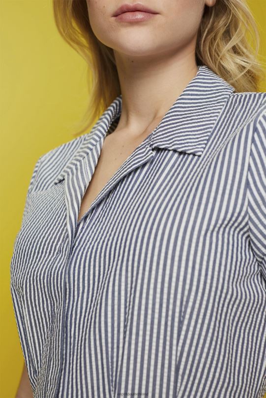 Frauen Esprit Marine Seersucker-Hemdkleid, 100 % Baumwolle Kleider 0BN00179