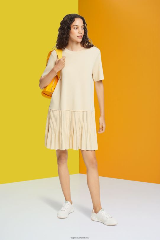 Frauen Esprit Sand Kleid mit plissiertem Schößchen Kleider 0BN00489
