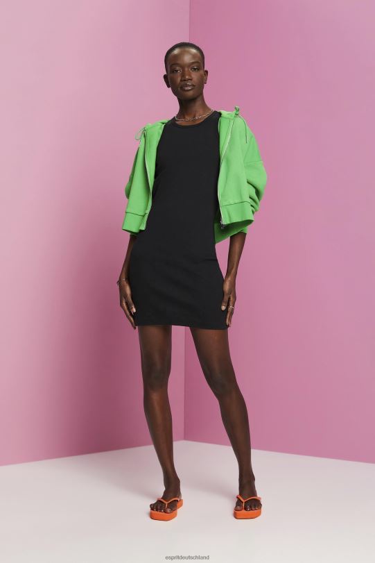 Frauen Esprit Schwarz Kleid aus geripptem Jersey Kleider 0BN00285