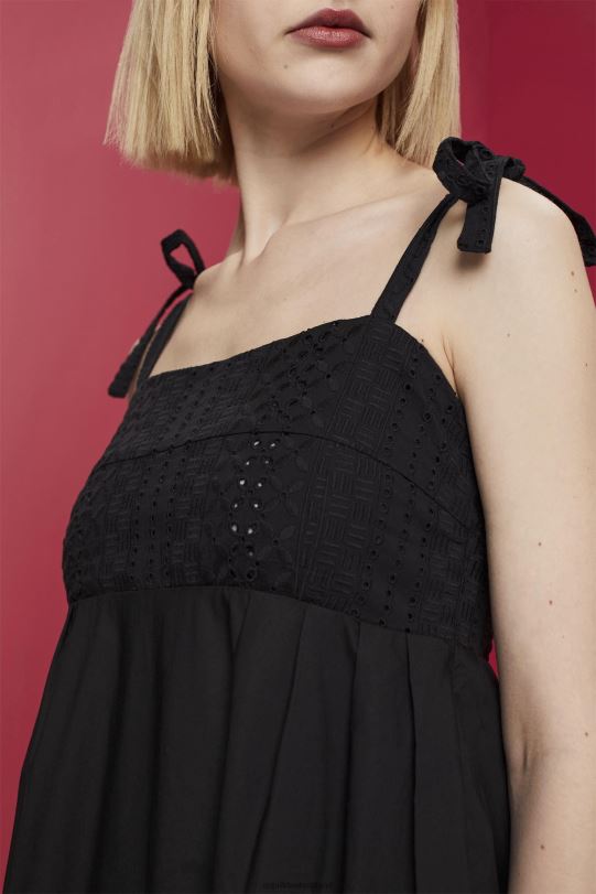 Frauen Esprit Schwarz Midikleid mit Stickerei, Lenzing Ecovero Kleider 0BN00204