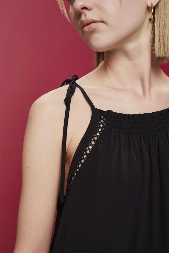 Frauen Esprit Schwarz Trägerkleid mit Kittel, Tencel Kleider 0BN00202