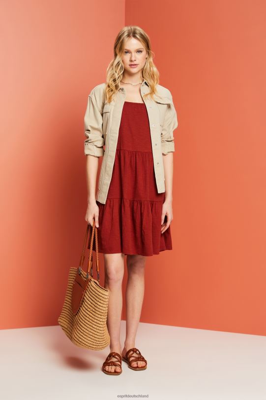 Frauen Esprit Terrakotta Jerseykleid mit bestickten Spitzenärmeln Kleider 0BN0060