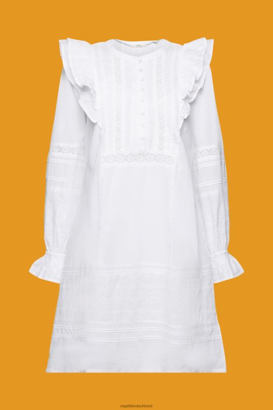 Frauen Esprit Weiß Knielanges Kleid aus Baumwollspitze Kleider 0BN00111