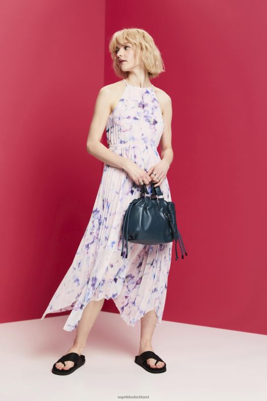 Frauen Esprit Weiß Midikleid aus plissiertem Chiffon Kleider 0BN0094