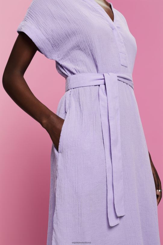 Frauen Esprit Weiß Midikleid in Knitteroptik mit Gürtel Kleider 0BN0054