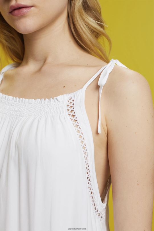 Frauen Esprit Weiß Trägerkleid mit Kittel, Tencel Kleider 0BN00203