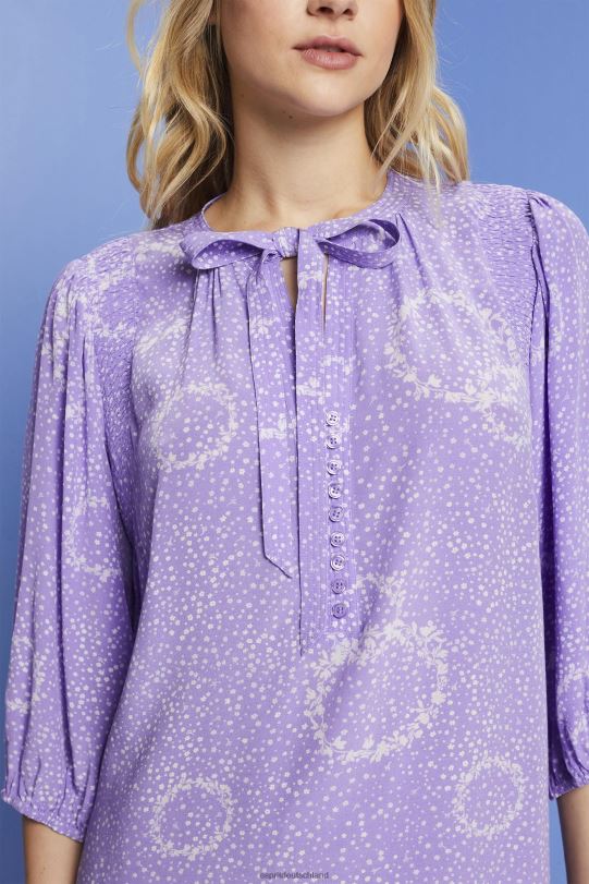 Frauen Esprit Weiß gemustertes Minikleid mit Fliege Kleider 0BN00230