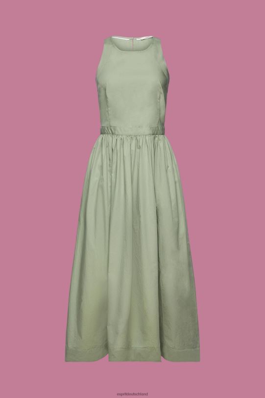 Frauen Esprit blasses Khaki Midikleid aus Baumwolle Kleider 0BN00184