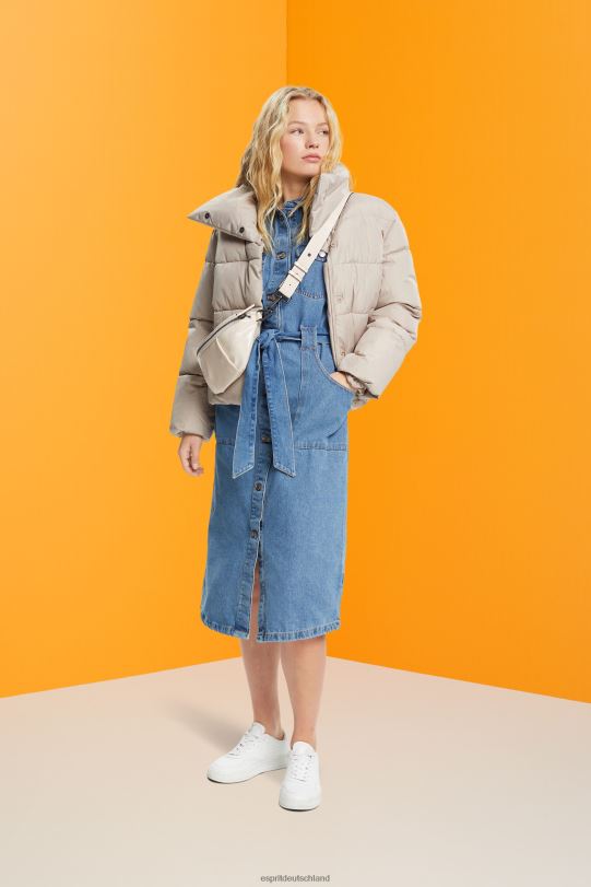 Frauen Esprit blaue helle Waschung Jeanskleid mit Bindegürtel Kleider 0BN00394