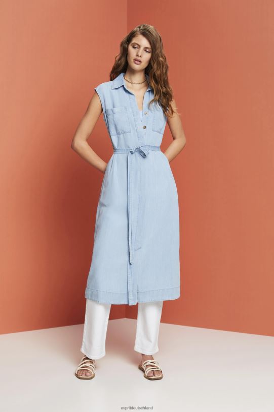 Frauen Esprit blaue helle Waschung Kleider gewebt Kleider 0BN00181