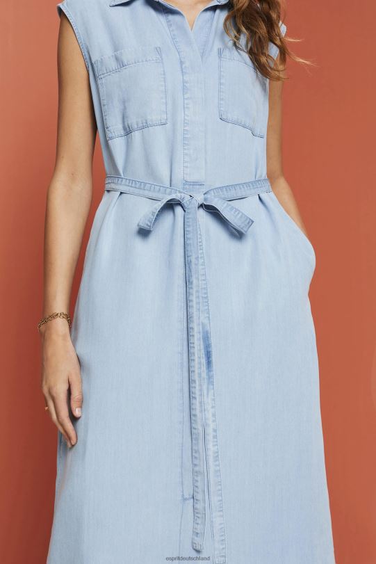 Frauen Esprit blaue helle Waschung Kleider gewebt Kleider 0BN00181