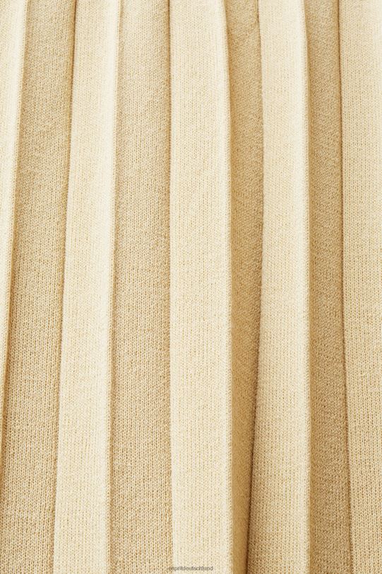 Frauen Esprit hell beige plissiertes und ärmelloses Maxikleid mit Rundhalsausschnitt Kleider 0BN00125