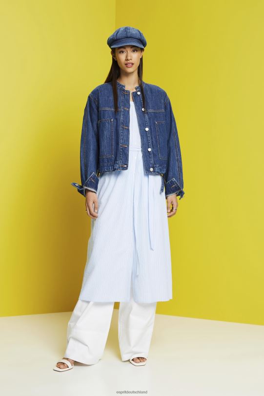 Frauen Esprit hellblau Midi-Hemdkleid mit Bindegürtel, Baumwollmischung Kleider 0BN00236