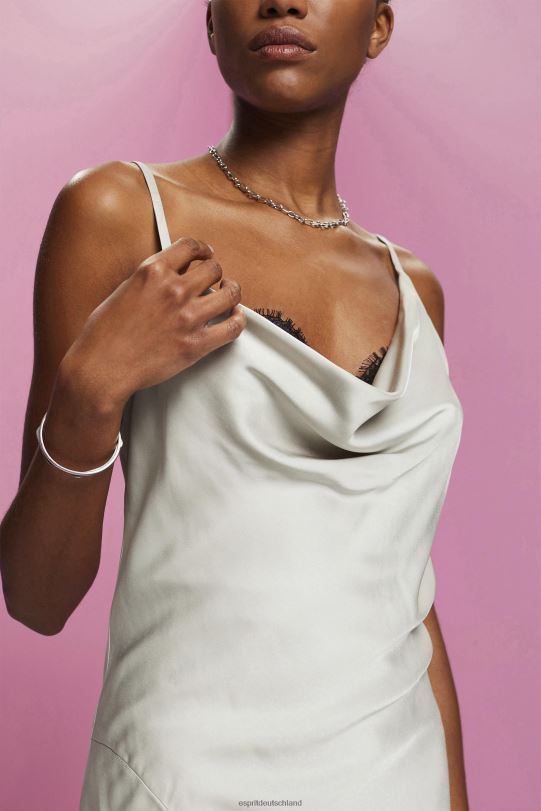 Frauen Esprit hellgrau Spitzen-Midikleid, Lenzing Ecovero Kleider 0BN00216