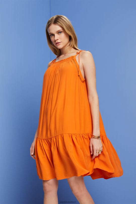 Frauen Esprit orange Trägerkleid mit Kittel, Tencel Kleider 0BN00116