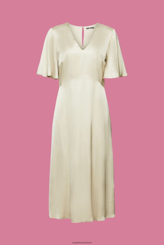 Frauen Esprit staubiges Grün Satin-Midikleid Kleider 0BN0055