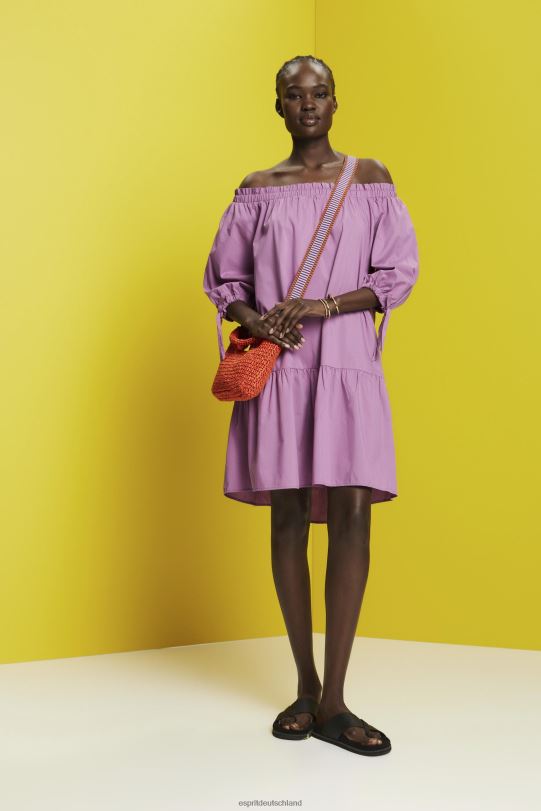 Frauen Esprit violett Schulterfreies Minikleid aus Popeline Kleider 0BN00180