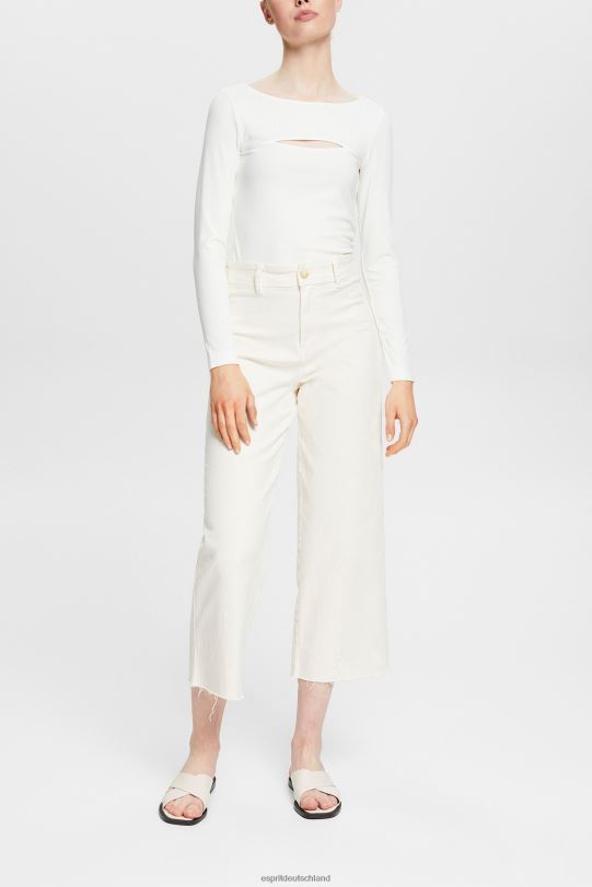 Frauen Esprit cremefarben ausgeschnittenes Oberteil lange Ärmel 0BN00531