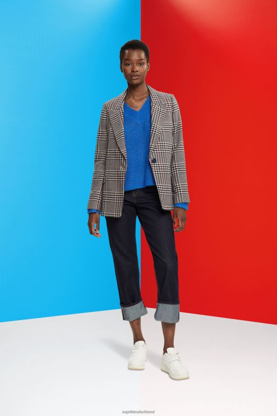 Frauen Esprit cremebeige Karierter Blazer aus Wollmischung Mäntel 0BN00447