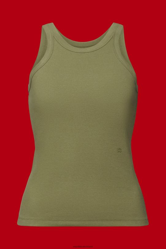 Frauen Esprit Olive Geripptes Tanktop Panzer 0BN00283