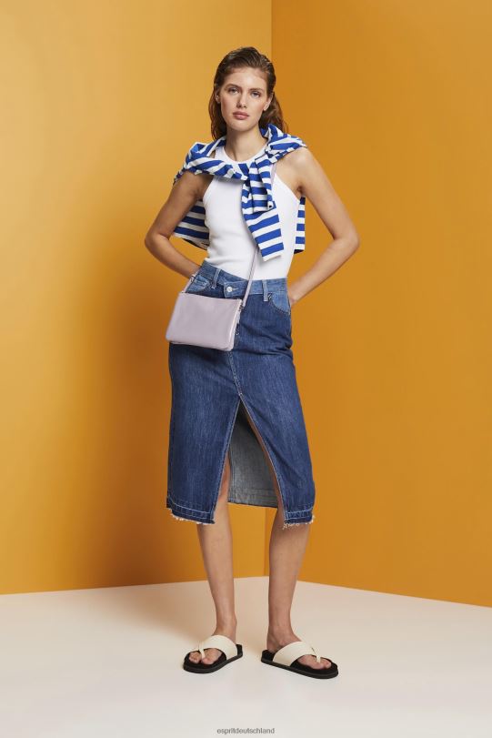 Frauen Esprit Weiß Geripptes Tanktop Panzer 0BN00281