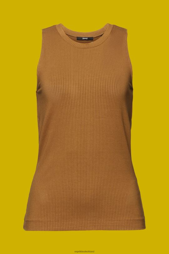 Frauen Esprit blasses Khaki Geripptes Tanktop Panzer 0BN00302